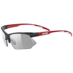 Uvex Sportstyle 802 V Glasses - Black Red White/variomatic Smoke
