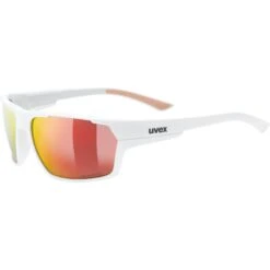 Uvex Sportstyle 233 P Glasses - White Matt/polavision Mirror Red