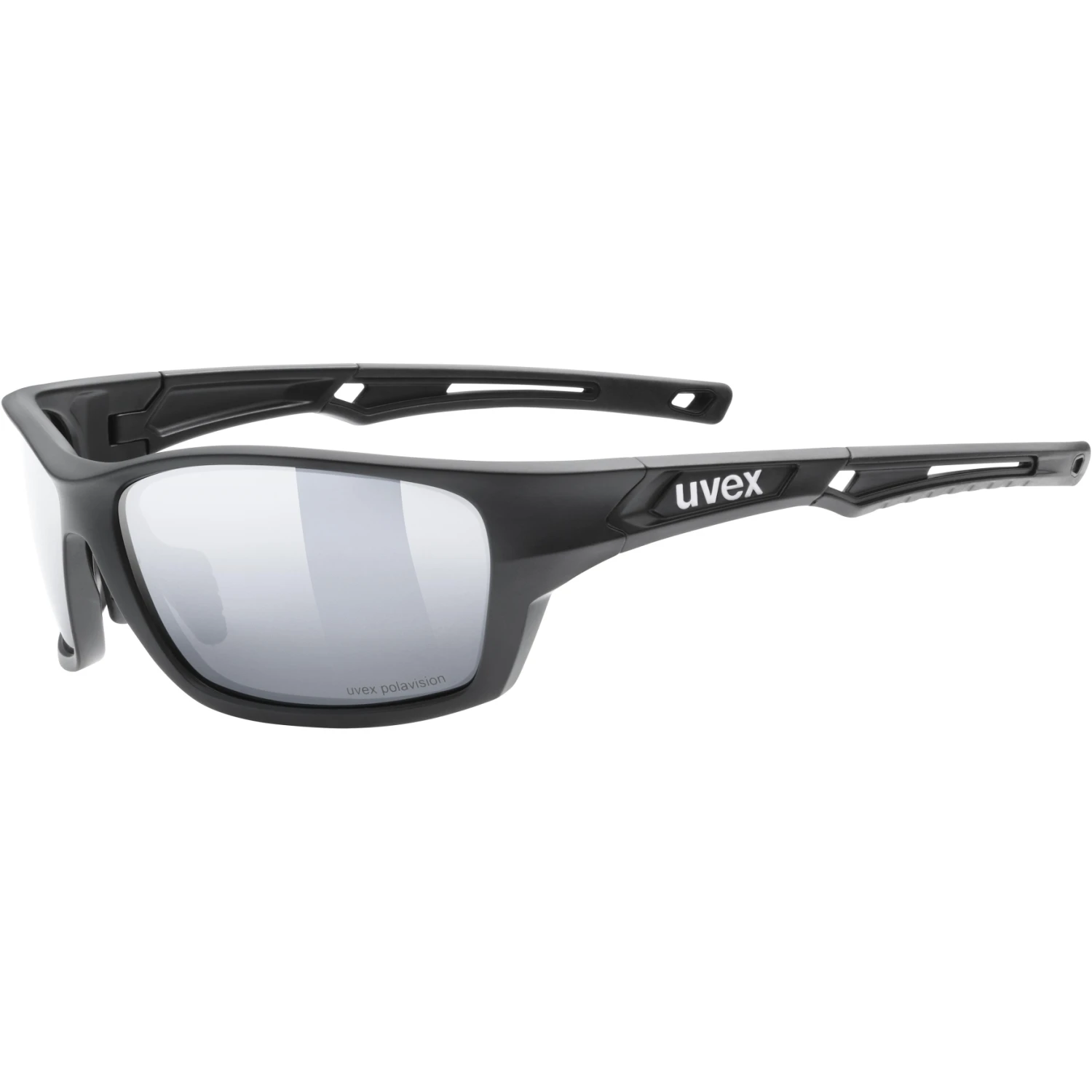Uvex Sportstyle 232 P Glasses - Black Matt/polavision Mirror Silver
