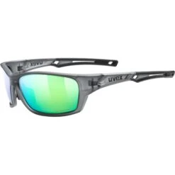Uvex Sportstyle 232 P Glasses - Smoke Matt/polavision Mirror Green